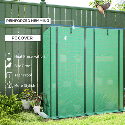 3 Tier Lean-to Mini Greenhouse with Green Hemmed Edging, Green