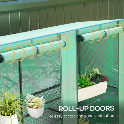 3 Tier Lean-to Mini Greenhouse with Green Hemmed Edging, Green