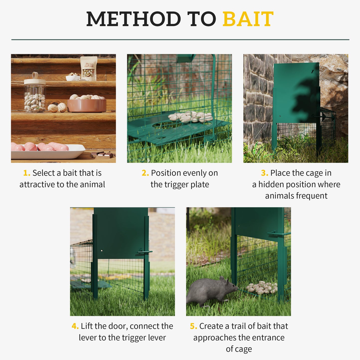Single Door Humane Rat Trap for Small Animals, Dark Green