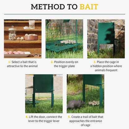 Single Door Humane Rat Trap for Small Animals, Dark Green