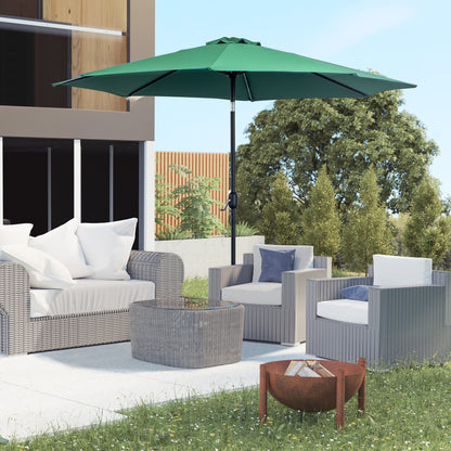 3(m) Patio Umbrella Outdoor Sunshade Canopy w/ Tilt & Crank Green