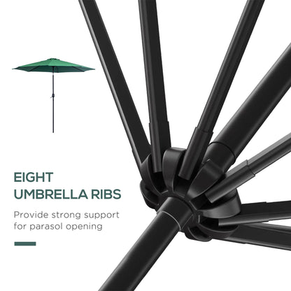 3(m) Patio Umbrella Outdoor Sunshade Canopy w/ Tilt & Crank Green