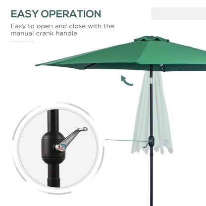 3(m) Patio Umbrella Outdoor Sunshade Canopy w/ Tilt & Crank Green