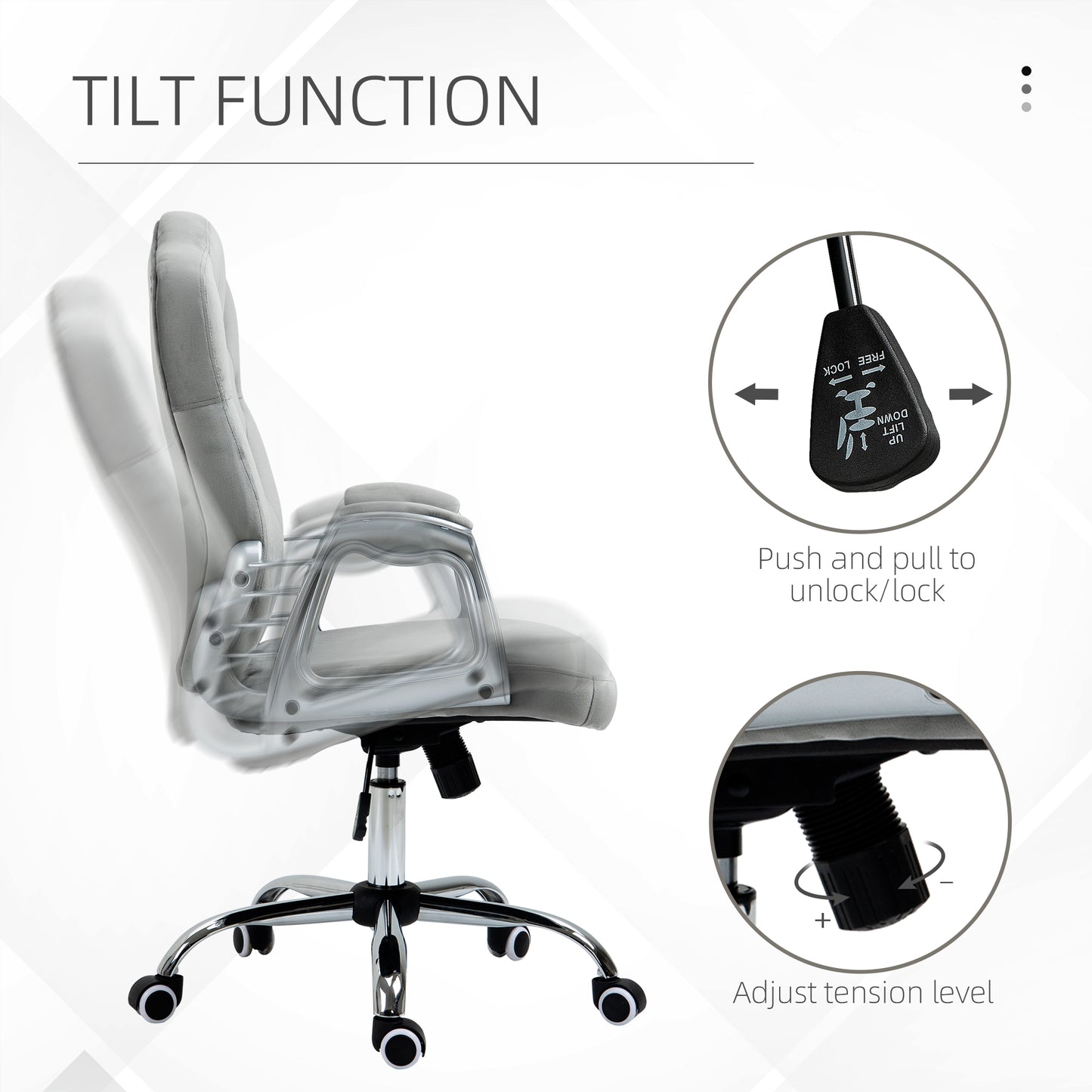 Home Office Chair with Adjustable Height Tilt Function Grey