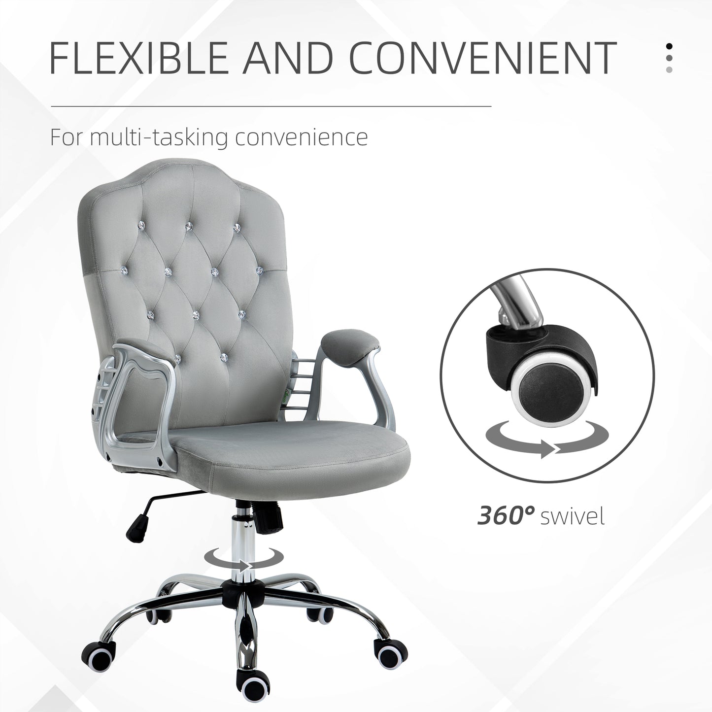 Home Office Chair with Adjustable Height Tilt Function Grey