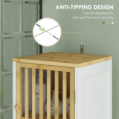Tall Bathroom Cabinet Bamboo Bathroom Cupboard with Adjustable Shelves