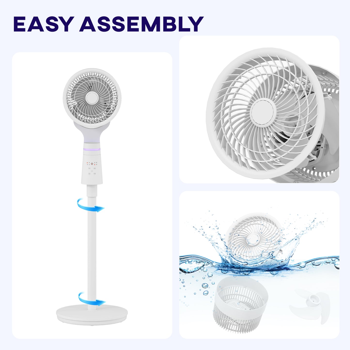 Pedestal Fan, Air Circulation Fan with Oscillating, Tilt, White