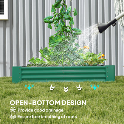 Galvanised Raised Garden Bed, 180x90x30cm Raised Planter, Green