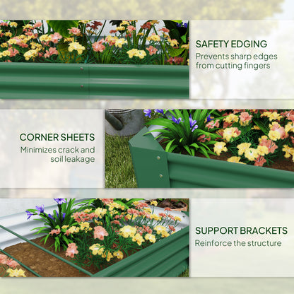 Galvanised Raised Garden Bed, 180x90x30cm Raised Planter, Green