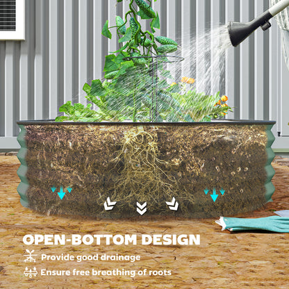 Set of 2 Raised Beds for Garden with Metal Plant Stakes, Green