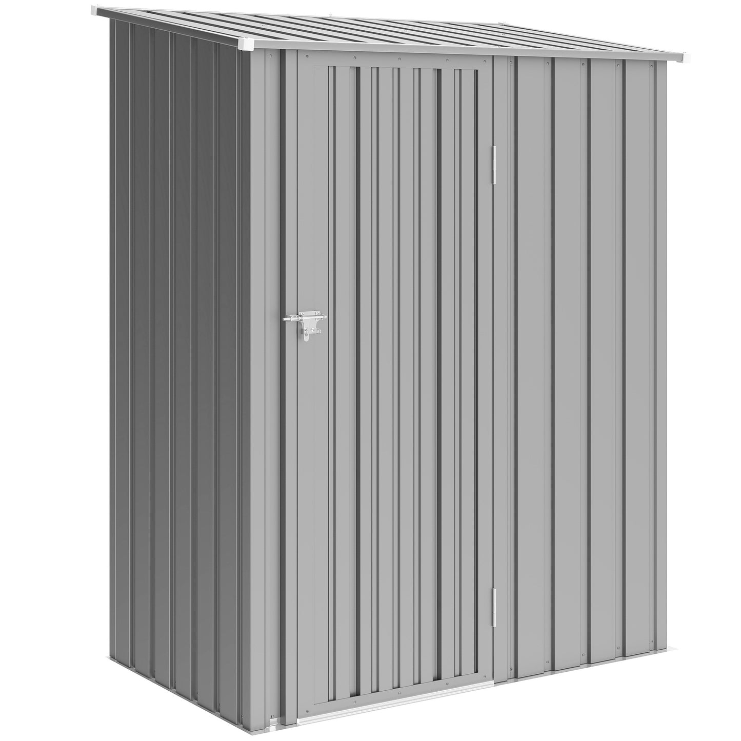 Outdoor Storage Shed Steel Garden Shed w/ Lockable Door Grey