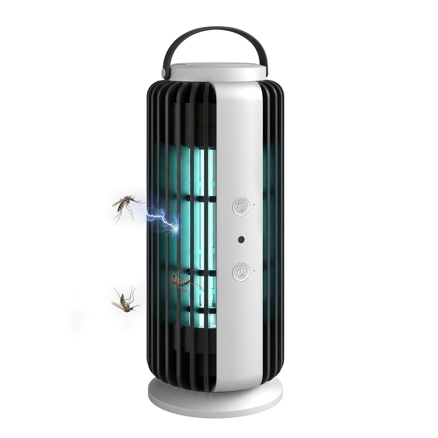 Electric Fly Zapper Indoor, Fly Killer with Fan, 365nm LED Light, Auto On/Off Light Sensor, 8 W Plug-in Bug Zapper Insect Mosquito Killer with Handle, Hanging/Freestanding for Home