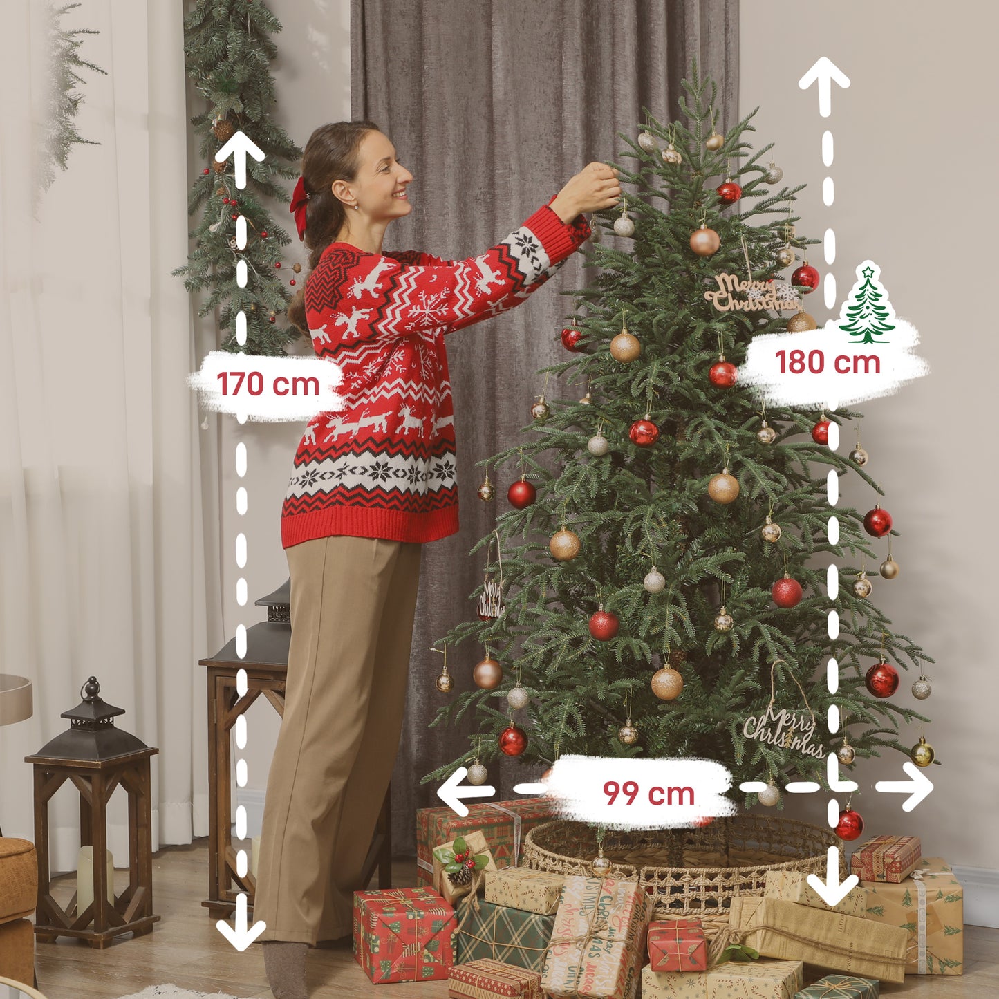 6 ft Christmas Tree, Full Spruce Xmas Tree, Easy Assembly