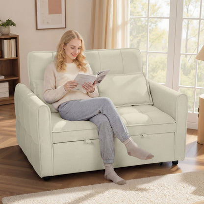 2 Seater Sofa Bed, 3-in-1 Sleeper Sofa with Adjustable Backrest