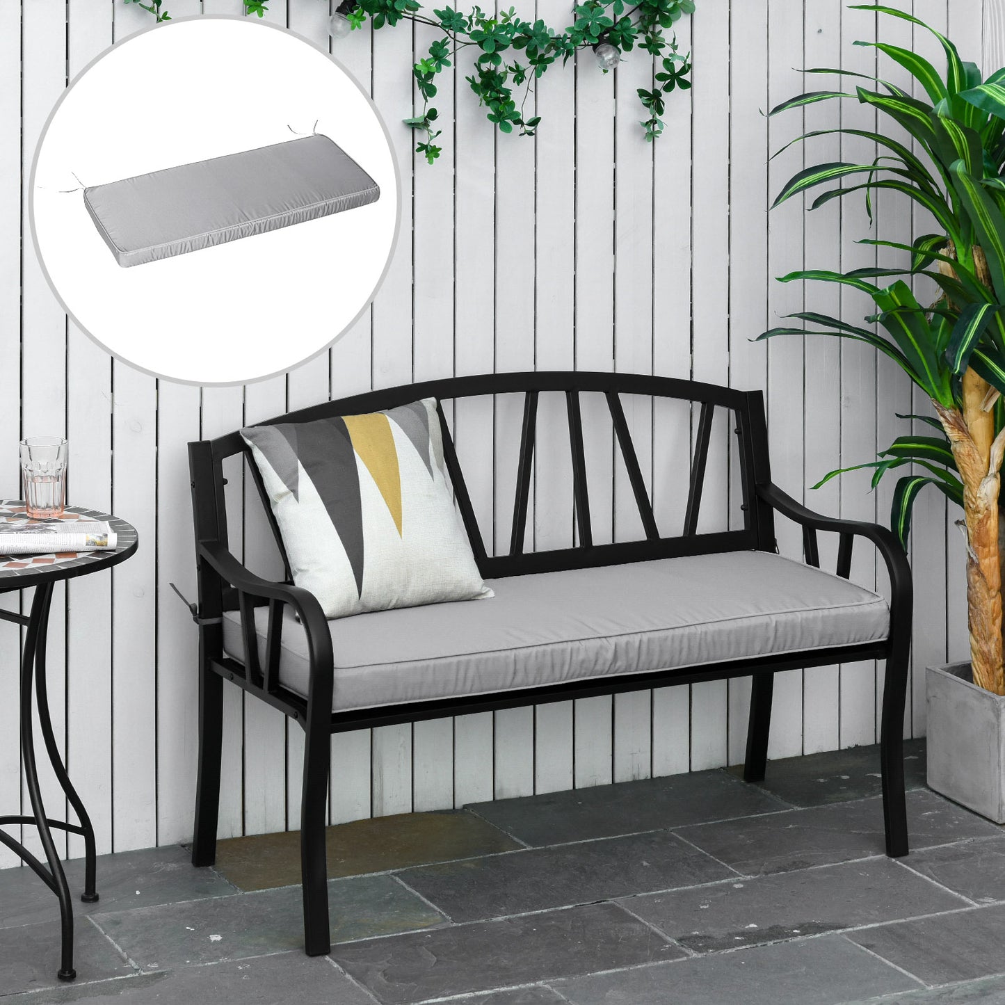 Garden Bench Cushion 2 Seater Seat Pad Indoor& Outdoor Use
