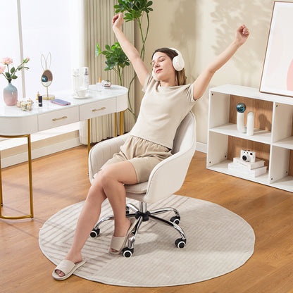 Office Chair, Swivel Desk Chair w/ Adjustable Height, Cream White