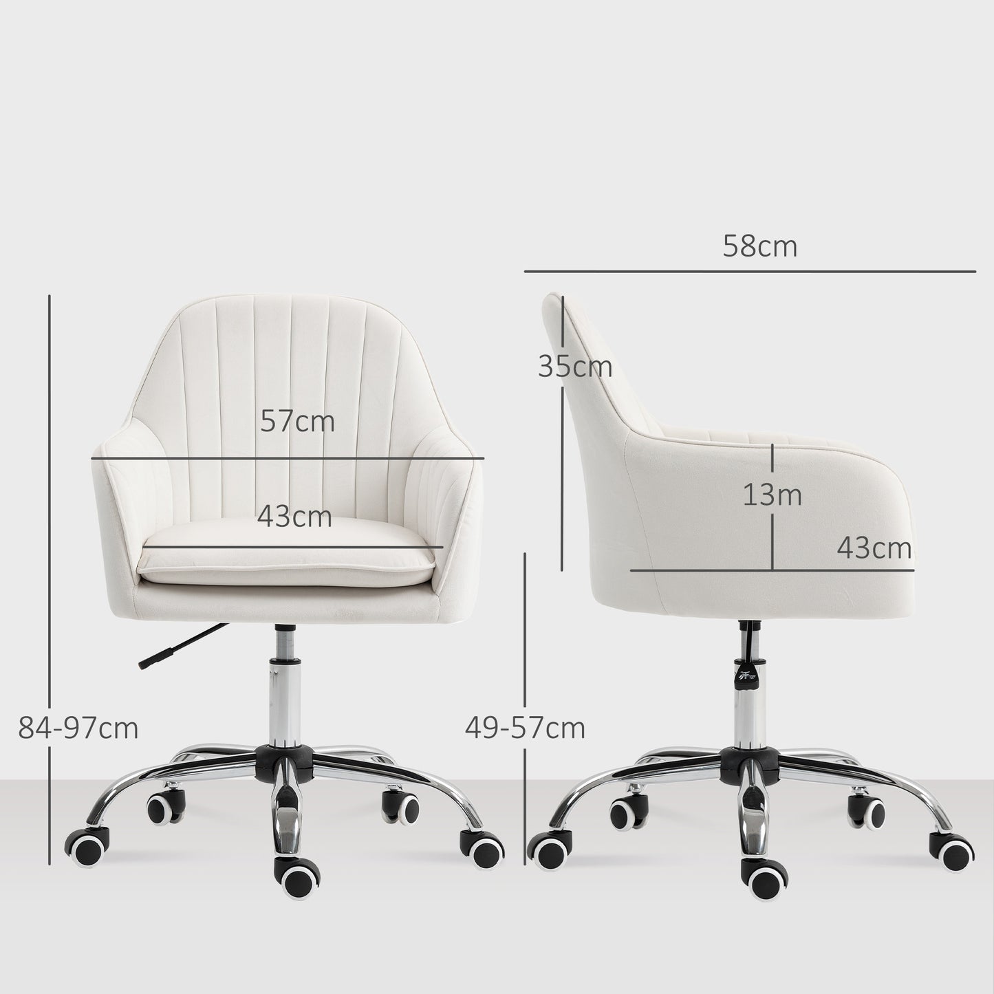 Office Chair, Swivel Desk Chair w/ Adjustable Height, Cream White