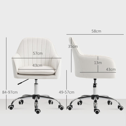 Office Chair, Swivel Desk Chair w/ Adjustable Height, Cream White