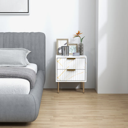Bedside Table Bedside Cabinet with 2 Drawers for Bedroom, White
