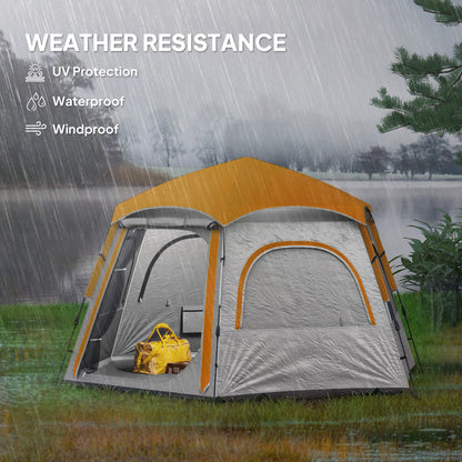 Instant Camping Tent, 4 Person Easy Setup Dome Tent, Light Grey