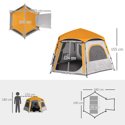Instant Camping Tent, 4 Person Easy Setup Dome Tent, Light Grey