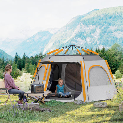 Instant Camping Tent, 4 Person Easy Setup Dome Tent, Light Grey
