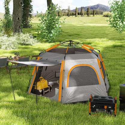 Instant Camping Tent, 4 Person Easy Setup Dome Tent, Light Grey