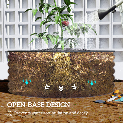 Galvanised Planter with Gloves, 120 x 120 x 43cm, Dark Grey