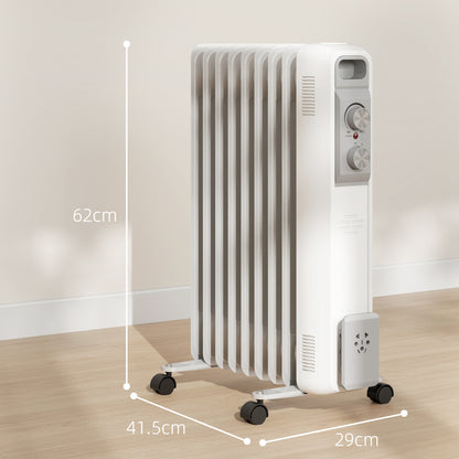 2000W 9 Fin Oil Filled Heater Radiator for Home, White