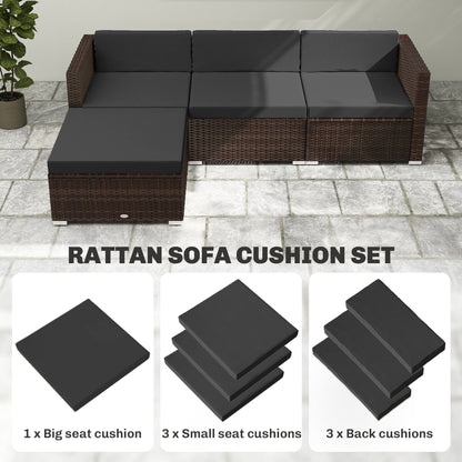 7-Piece Patio Furniture Cushions Water-Repellent 60x60cm, Black
