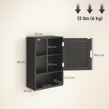 Bathroom Cabinet, Wall Mounted Cabinet with Adjustable Shelves, Black