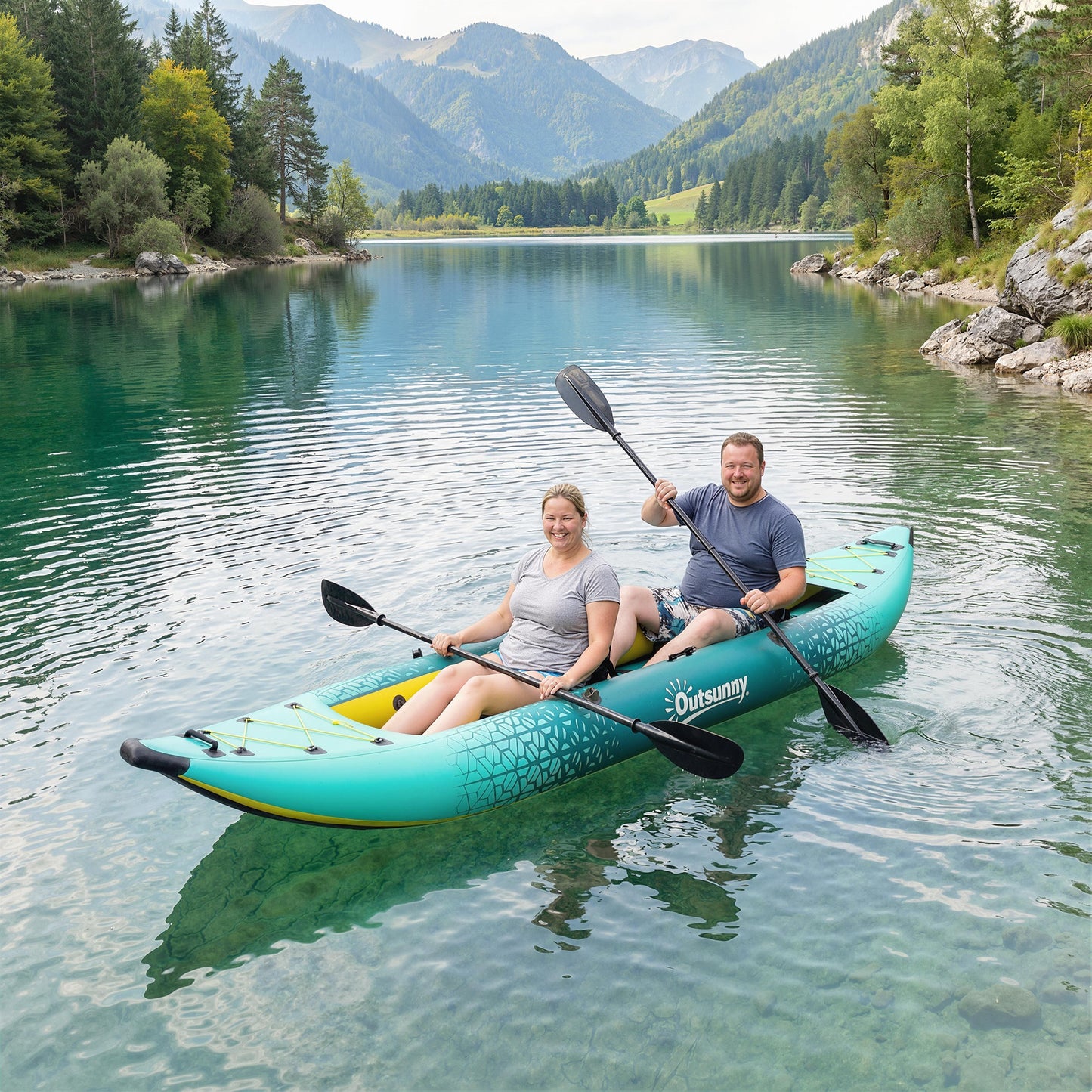 2.5' Inflatable Kayak 2-person Sit on Canoe with Paddles Blue
