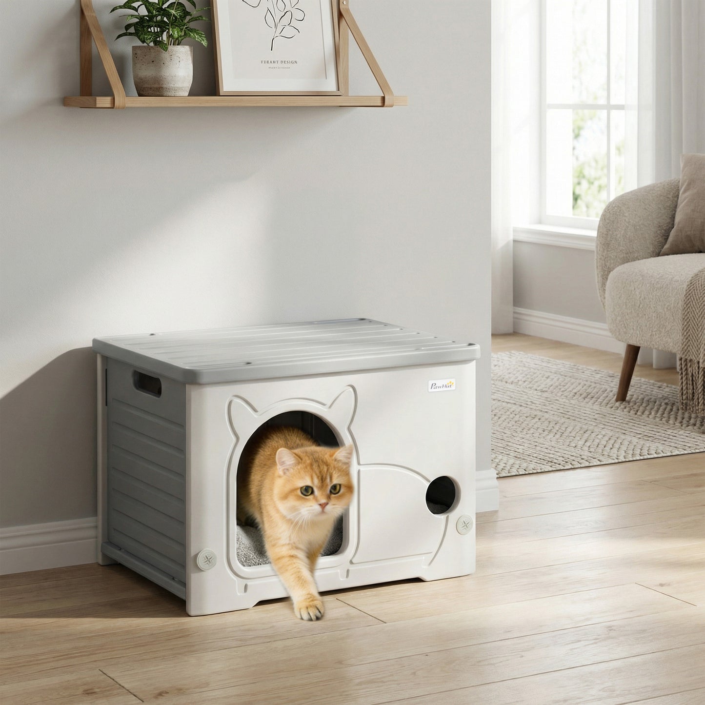 Cat House Stackable Cat Bed for Indoor Outdoor Grey