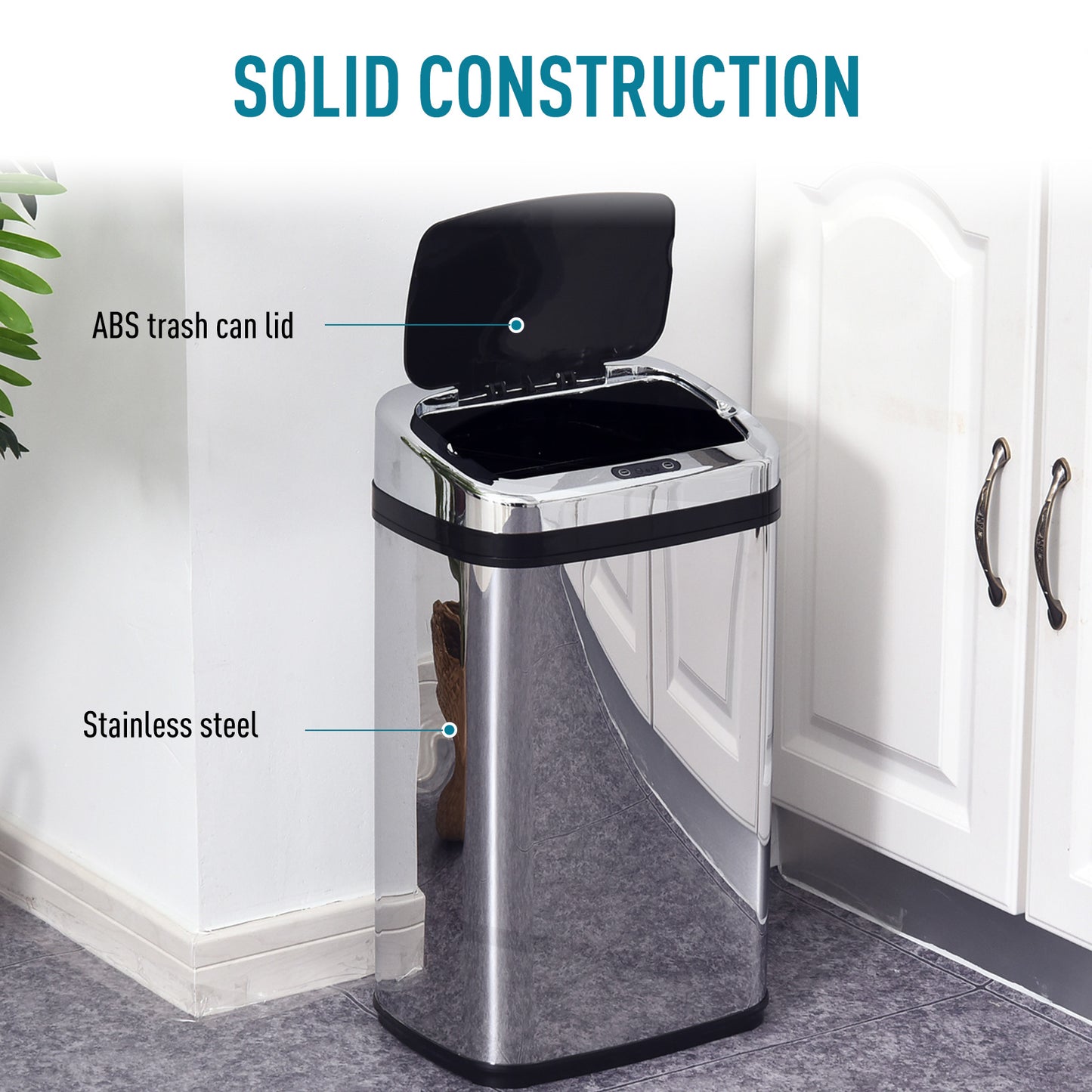 30L Automatic Kitchen Bin with Lid and Infrared Motion Sensor Silver
