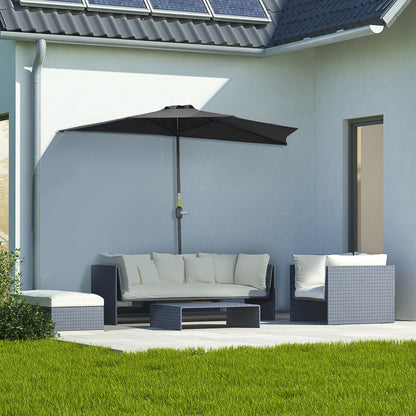 2.7m Metal Frame Garden Furniture Parasol Half Round Umbrella