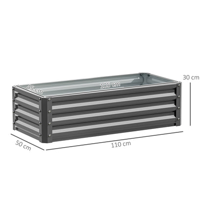Set of 2 Raised Garden Bed Galvanised Planter Box, Light Grey