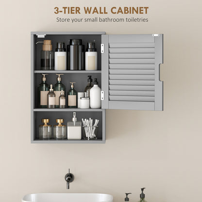 Bathroom Cabinet, Wall Mounted Cabinet with Adjustable Shelves, Grey