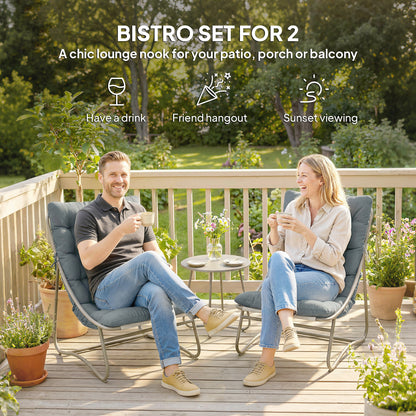 Garden Bistro Set, Bistro Table and Chairs w/ Cushions, Dark Grey