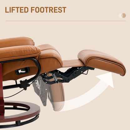 PU Leather Reclining Armchair with Footrest for Living Room, Brown