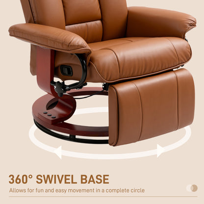 PU Leather Reclining Armchair with Footrest for Living Room, Brown