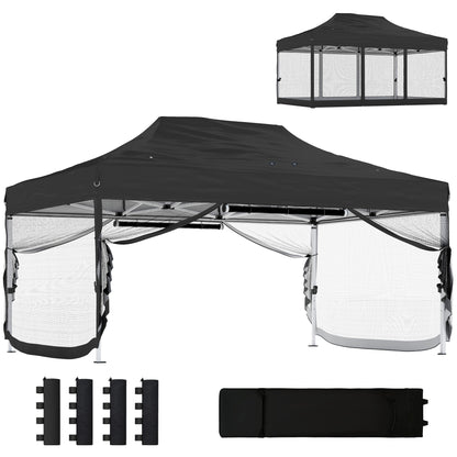 3 x 4.5 m Pop Up Gazebo with Mesh, Heavy Duty Party Tent Marquee