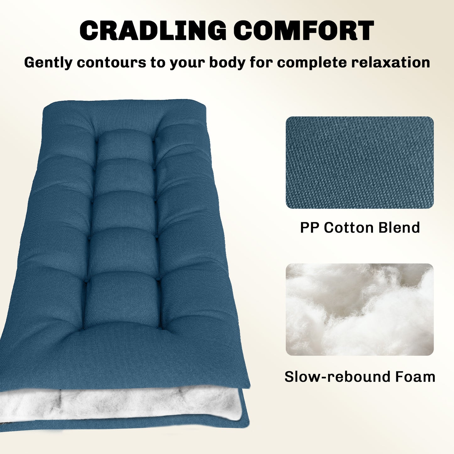 Sun Lounger Cushion, Memory Foam Patio Chair Cushion with Ties
