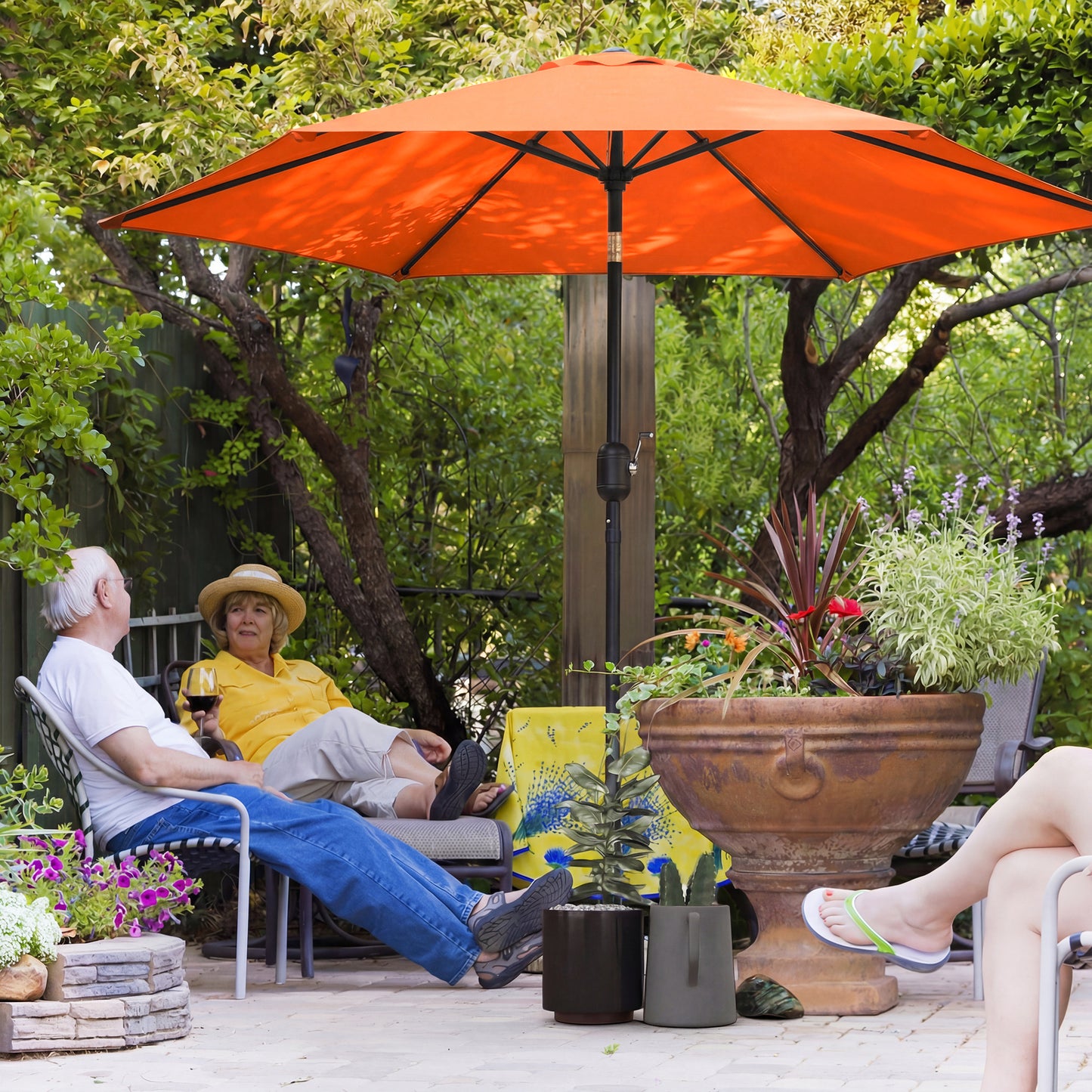 2.6M Garden Parasol Umbrella with Aluminium Pole, Tilt, Crank