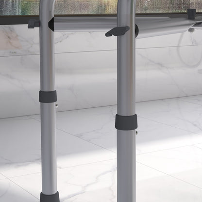 Aluminium Shower Stool for Elderly, Height Adjustable Shower Seat w/ Removable Padded Cushion, Shower Head Holder, Non-Slip