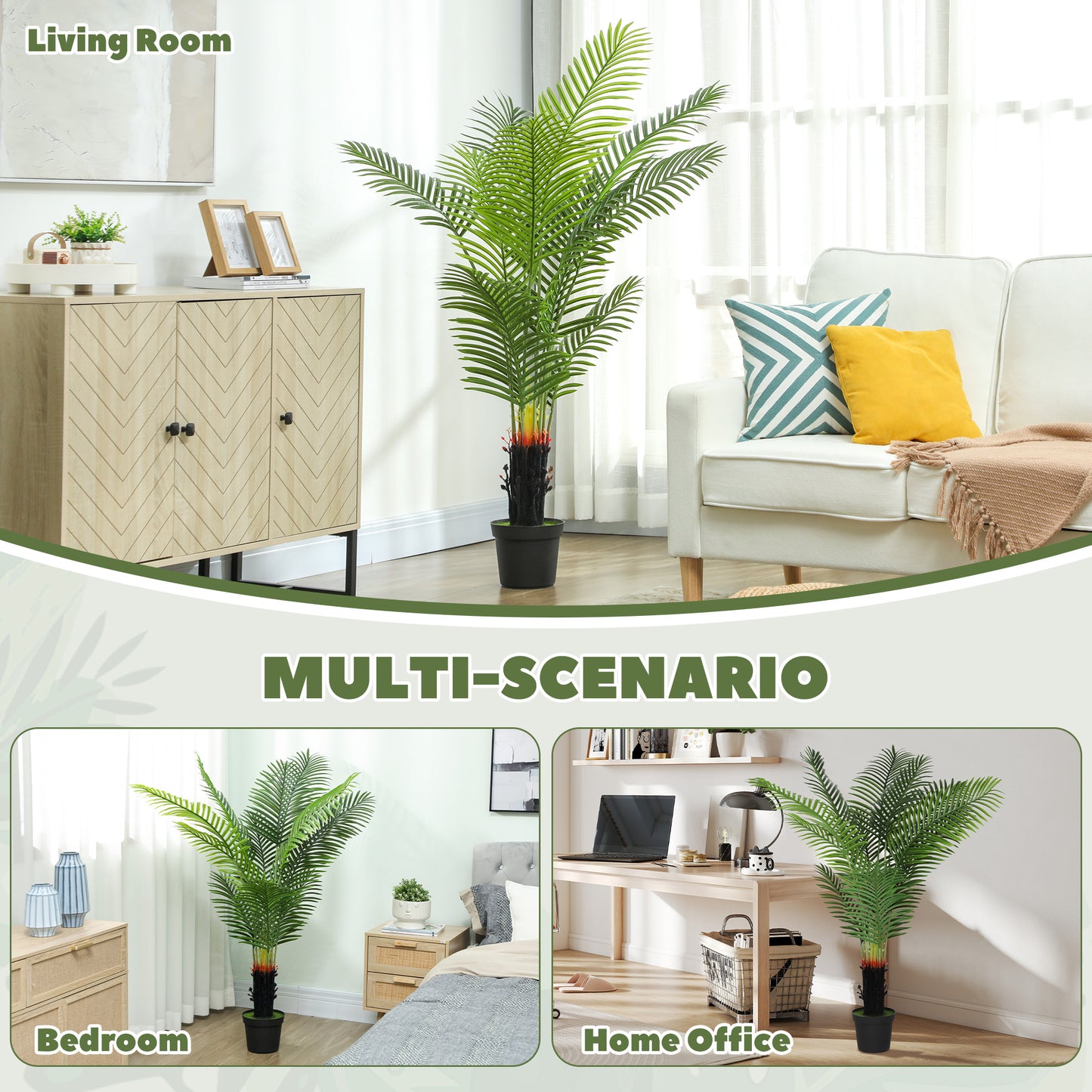 150cm Artificial Areca Palm Tree with PE Leaves and Flocked Soil