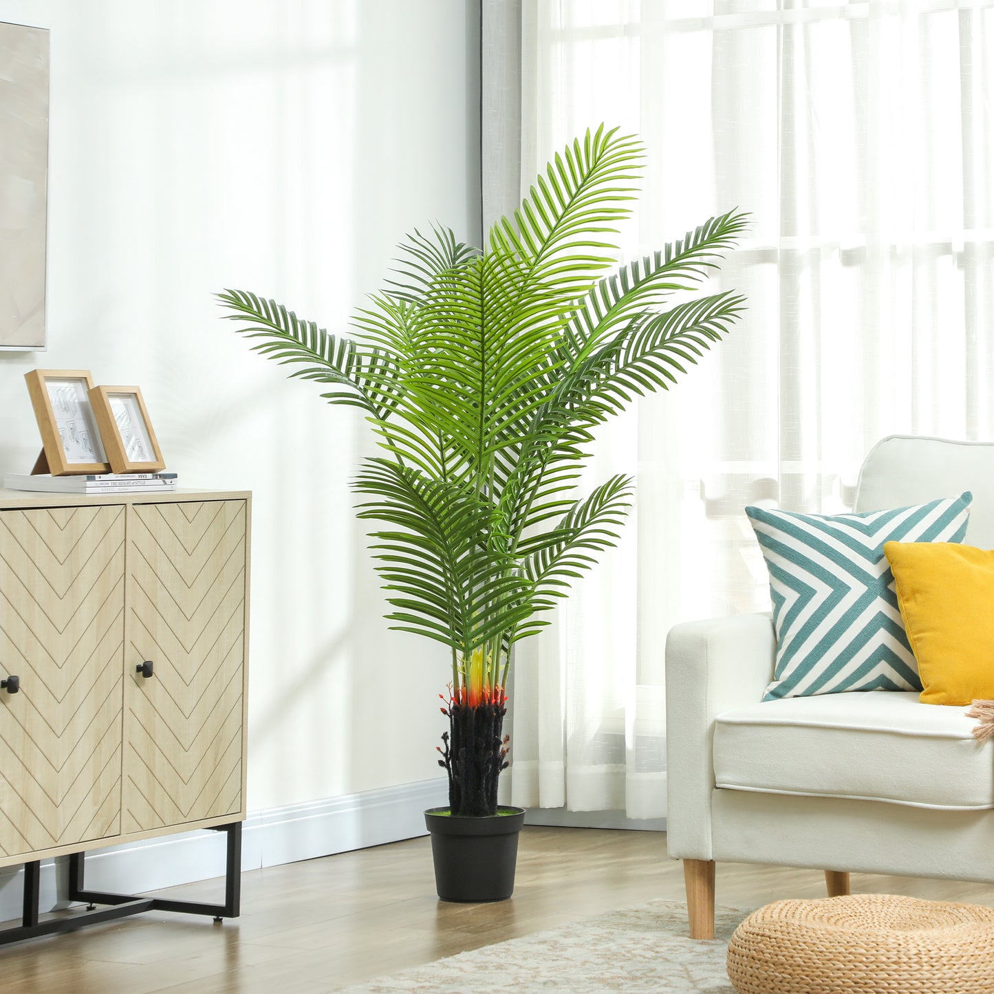 150cm Artificial Areca Palm Tree with PE Leaves and Flocked Soil