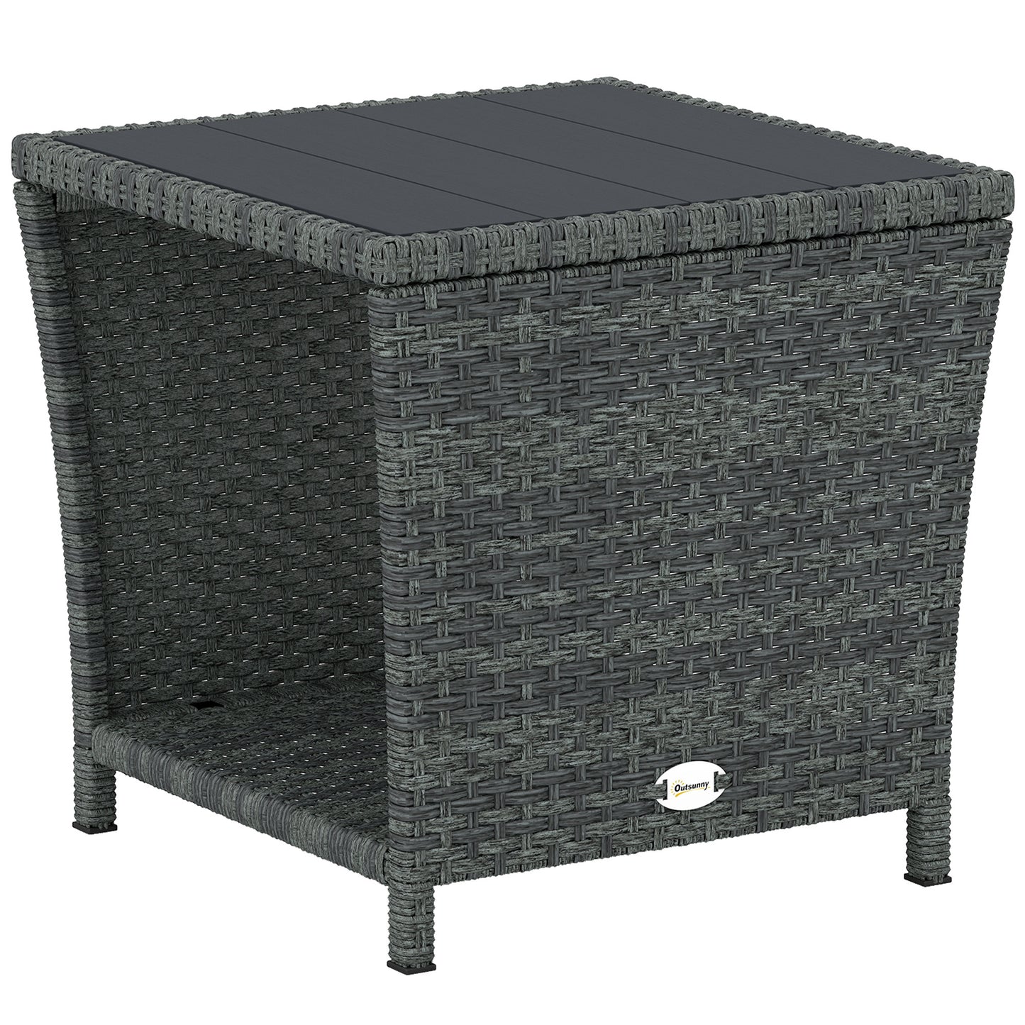 Side Table 2-Tier with Storage Shelf/Grey