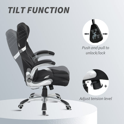 Fabric Office Desk Chair w/ Adjustable Height Tilt Function Black