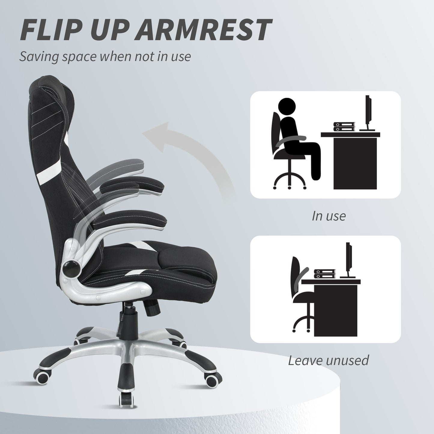 Fabric Office Desk Chair w/ Adjustable Height Tilt Function Black