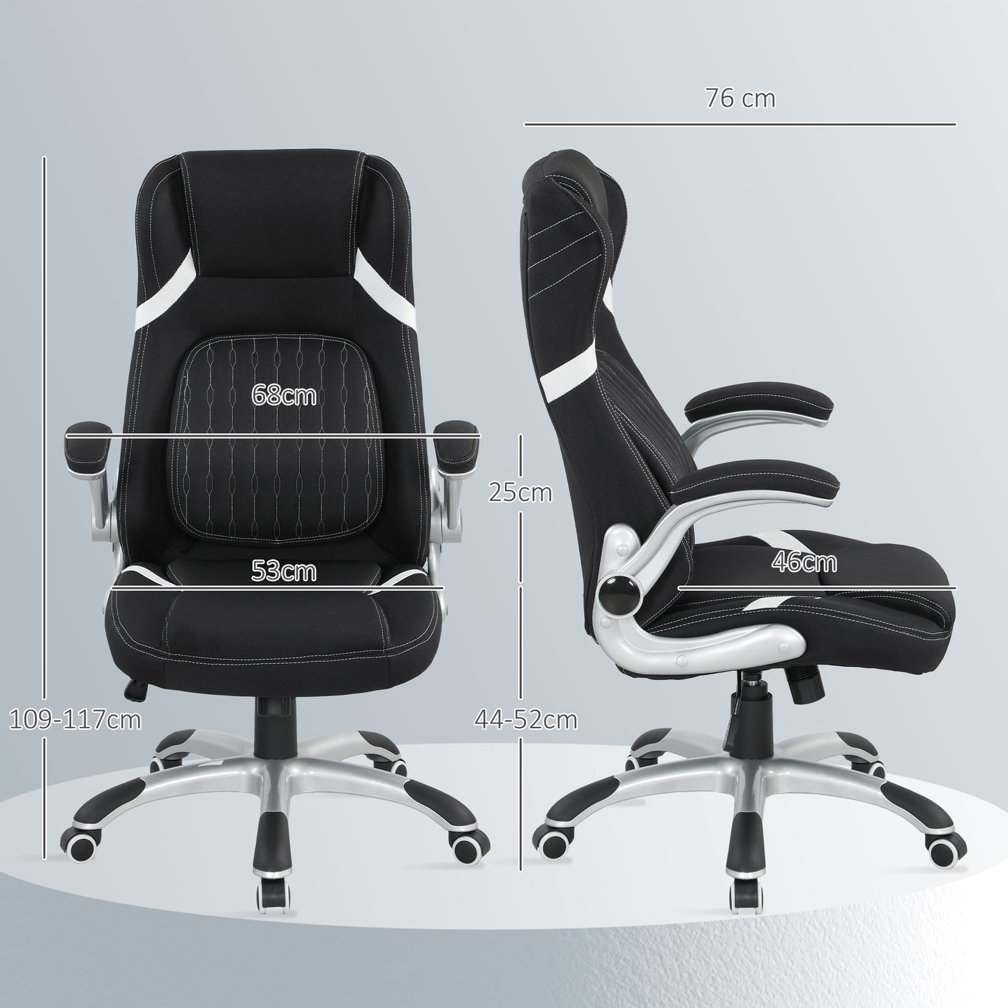 Fabric Office Desk Chair w/ Adjustable Height Tilt Function Black